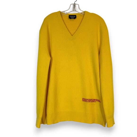 Calvin Klein Other - Calvin Klein Italian Wool Yellow Sweater V-Neck Made in Italy Medium